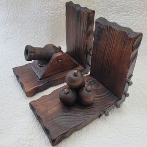 Cannon Ball Bookends Wooden